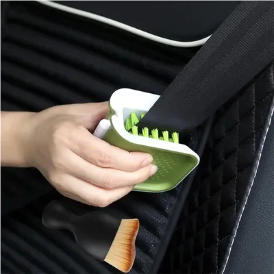 U-Shaped Cleaning Brush,Multi-Purpose Car Seat Belt Cleaning Brush Double-Sided U-Shaped Folding Interior Seat Belt Cleaning Tool