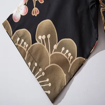 Japanese Kimono Ukiyo-e Robe Crane Print Three-quarter Sleeve Loose Men's And Women's Fashion Buckle-free Shirt