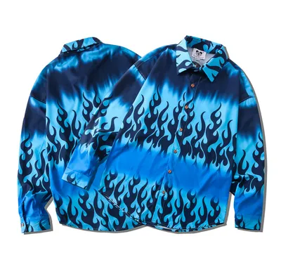 Tie Dye Flame 3D Print Long Sleeve Shirt