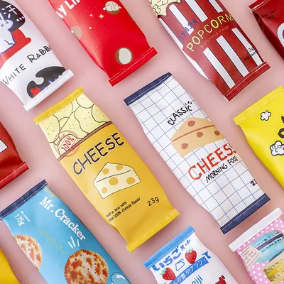 Cartoon Snack Print Pencil Pouch Organizer
