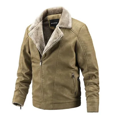 Men's Fur Leather Motorcycle Leather Casual PU