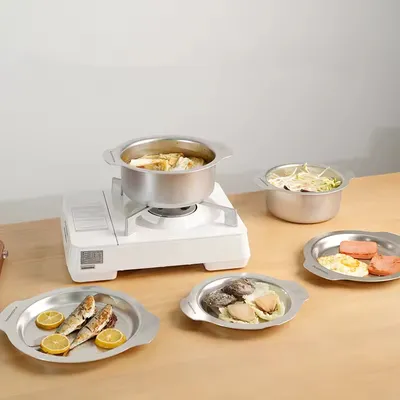 Non-abrasive Stainless Steel Cookware Set With Multifunctional Lids, Suitable For Gas Stoves And Induction Cooktops