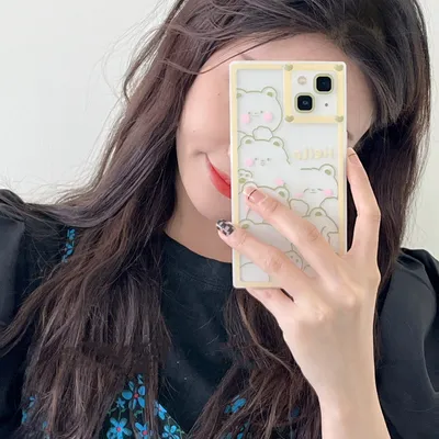 Cartoon Blush Bear Transparent Silicone Phone Case