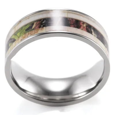 European And American Outdoor Style Pure Titanium Inlaid Antlers Ring