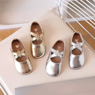 2026 Spring & Autumn New Kids Leather Shoes, Star Dance Shoes, Baby Girl Princess Shoes