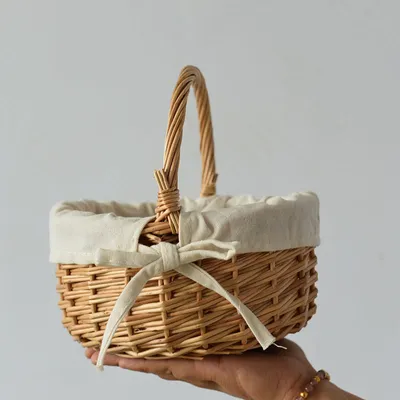 Home Picnic Willow Weave Portable Storage Basket