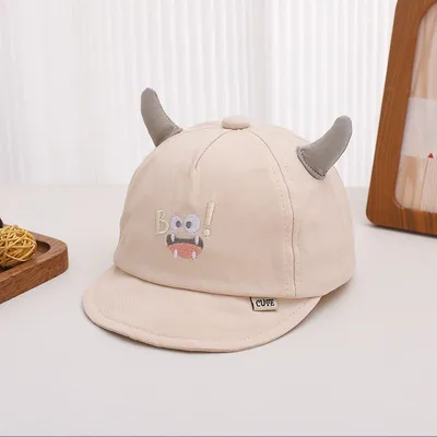 Summer Baby 3D Horned Monster Boo Monster Cute Expression Embroidered Soft Cute Kids' Style Baseball Cap Suitable For Daily Use
