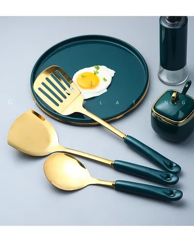 7 PCS Stainless Steel Silicone Kitchen Utensil Slotted Spatula Turner Ladle Serving Spoon Pasta Server Cooking Set