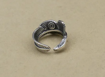 Eagle Head Feather S925 Sterling Silver Ring Men
