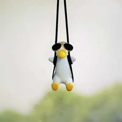 Car Pendant Cute Anime Little Duck Swing Auto Rearview Mirror Hanging Ornaments Interior Decoraction Accessories For Girls Gifts