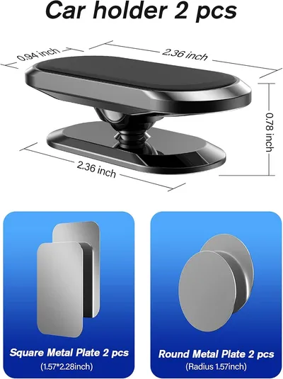 2 Pack Strong Magnetic Car Phone Holder Upgrade Powerful Magnet 360 Degree Rotation Universal Stable Car Cell Phone Mount Compatible With All Mobile Phones