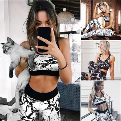 Women Slim Printed Sports Yoga Suit