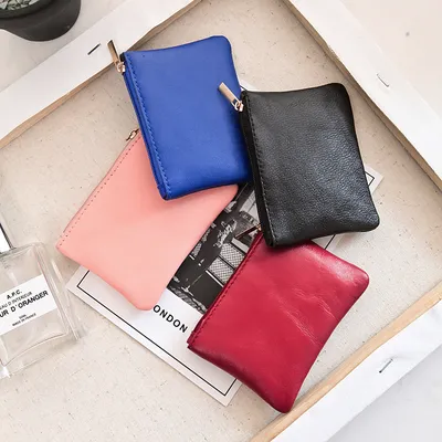 new small sheepskin leather purse wallet bank card set mini small coin pouch to fight a lot of supply