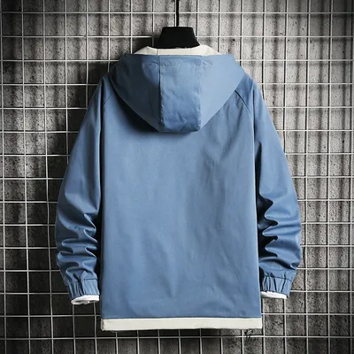 Men's Fashion Hooded Workwear Three Bars Cardigan Jacket Jacket