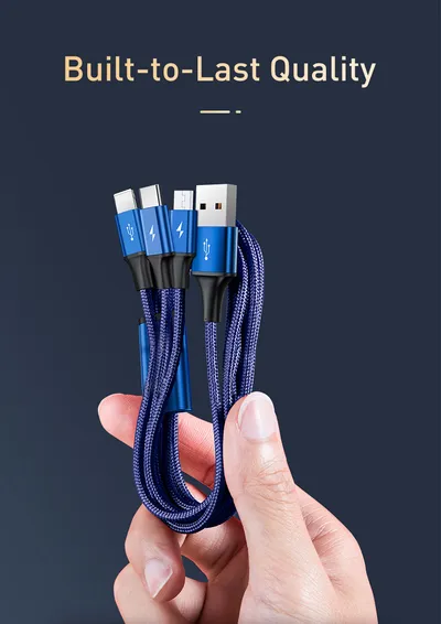 Rapid Series 3 In 1 Cable  For IP Plus Micro Plus Type C Dark Blue