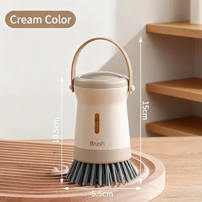 Long Handle Dish Brush With Soap Dispenser, 360 Rotating Pot Scrubber With 6 Adjustable Angles, Non-Scratch Kitchen Cleaning Brush For Pans, Dishes And Sink, Ergonomic Scrub Brush With PET Bristles