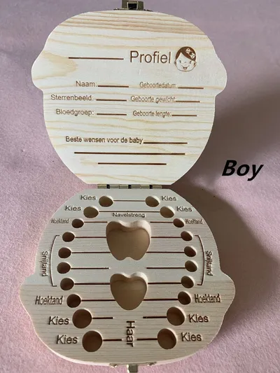 Wood Storage Box for Baby Kids Tooth Box Organizer