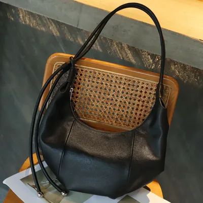 Top-grain Cowhide Leather Croissant Bag, New Autumn And Winter Retro Fashion Shoulder And Crossbody Genuine Leather Bag, High-look Dumpling Bag