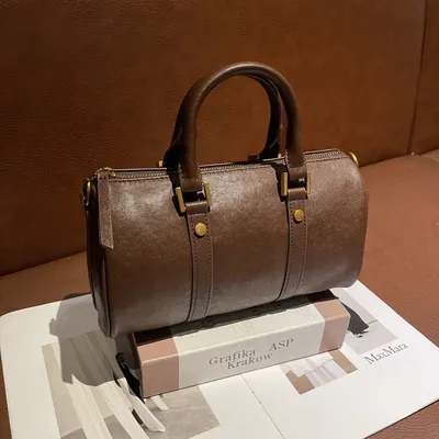 Genuine Leather Melard Vintage Handbag, Cross-Border Women's Bag, Light Luxury Chic Boston Top-Layer Cowhide Shoulder Bag