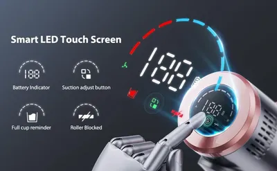 قوة شفط قوية 45 كيلو باسكال، شاشة لمس LED لاسلكية، عمر بطارية يصل إلى 60 دقيقة، مكنسة كهربائية منزلية خفيفة الوزن محمولة باليد لشعر الحيوانات الأليفة