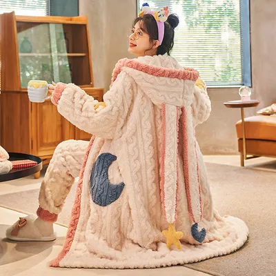 Winter Plus Velvet Thick Flannel Pajamas Suit