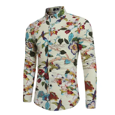 New Men's Long-sleeved Printed Shirt