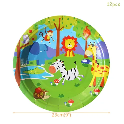 Jungle Animal Cartoon Paper Plate Disposable Tableware