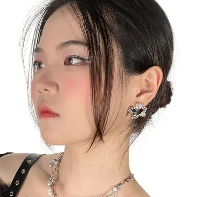 Women's Niche Design Colorful Gemstone Flower Earrings