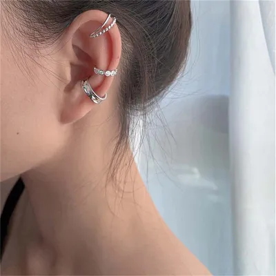 Three-piece Geometric Earrings Female Double-layer Twist Earrings Without Pierced Ears