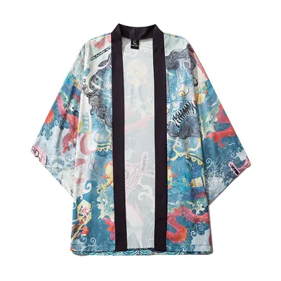 Japanese Style Ukiyo-e HAILANG Carp Robe Buckle-free Hanfu Shirt