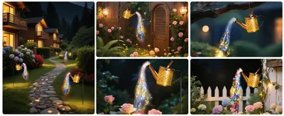 Outdoor Solar Watering Can With Lights Garden Decor Large Solar Powered Lanterns Hanging Waterproof LED Decorative Retro Metal Kettle String Lights For Table Yard Pathway Walkway Gardening Gifts
