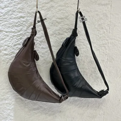Hot-selling European And American Sheep Leather Croissant Bag For Foreign Trade, Crossbody Lazy-style Horn Bag, Vintage Genuine Leather Shoulder Crossbody Dumpling Bag