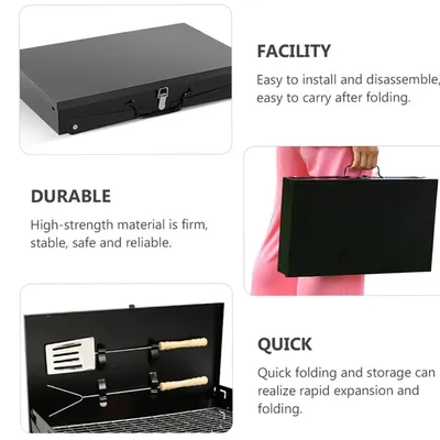 Portable Folding Charcoal BBQ Barbecue Camping Grill Travel Picnic Outdoor UK