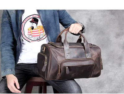 First layer leather big travel bag