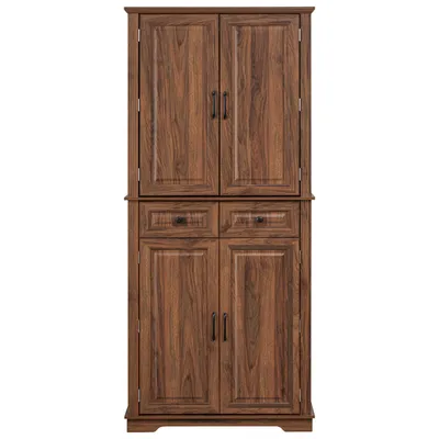 71inch Tall Kitchen Pantry Cabinet With 3 Pull Out Cabinet Organizers, Farmhouse Embossed Texture Storage Cabinet With 6 Door Shelves, 2 Drawers, Freestanding Cupboard For Kitchen, Dining Room Brown