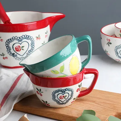 Sharp-mouthed Ceramic Handle Home Baking Sauce And Egg Bowl
