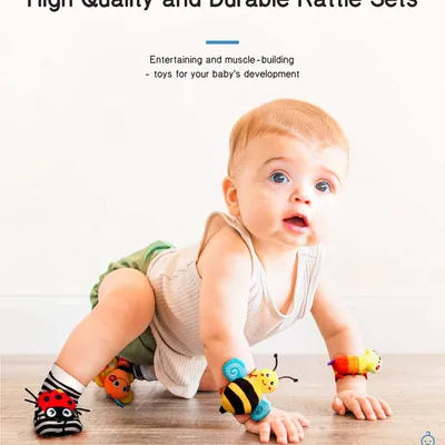 Baby Wrist Rattle Socks And Foot Finder Set Perfect Baby Toys For 0-12 Months Newborn Boys And Girls As Shower Gifts Garden Bug Series