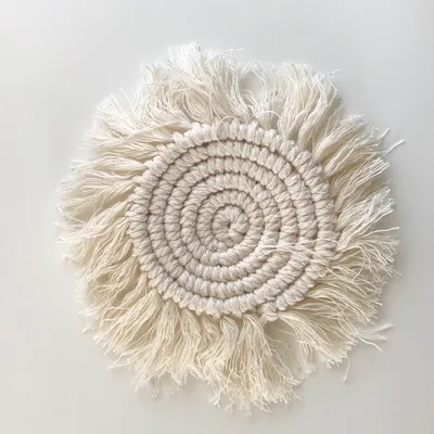 Handmade Cotton Woven Coaster Tassel Placemat Table Top Decoration