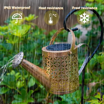 Outdoor Solar Watering Can With Lights Garden Decor Large Solar Powered Lanterns Hanging Waterproof LED Decorative Retro Metal Kettle String Lights For Table Yard Pathway Walkway Gardening Gifts
