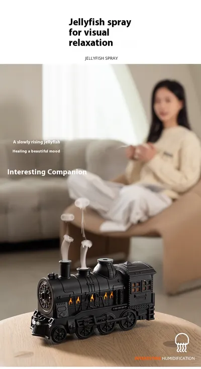 Small Train Aromatherapy Machine Essential Oil Diffuser Desktop Retro Decor Humidifier For Home Use With Large Mist Output