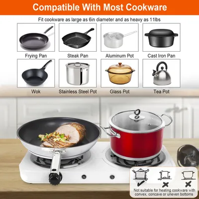 2 Color Options -- 1Pc 2000W Electric Double Burner For Spring Season Cooking Portable Coil Heating Hot Plate Stove Countertop RV Hotplate With Non Slip Rubber Feet 5 Temperature Adjustments