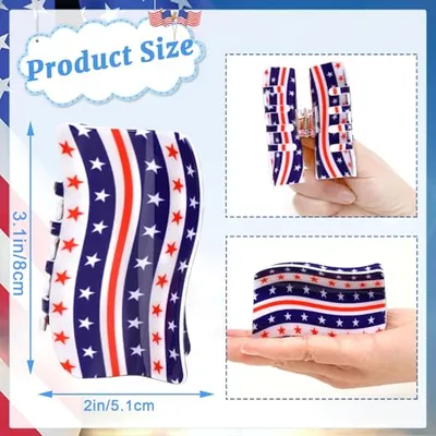3Pcs American Flag Shaped Claw Clips USA Patriotic 4th Of July Design Hair Accessories Red White