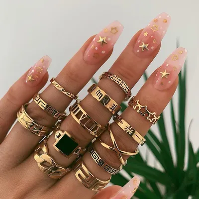 Alloy Geometric Element Set Ring 13-piece Letter Star Ring Set