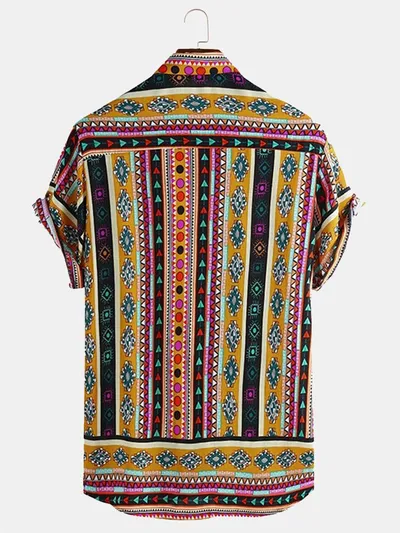 Striped men's short sleeve shirt