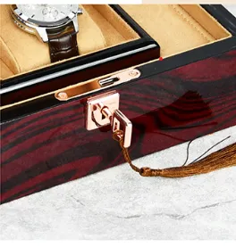High End Brown Wood Watch Box Single Slot Jewelry Storage Holder Square