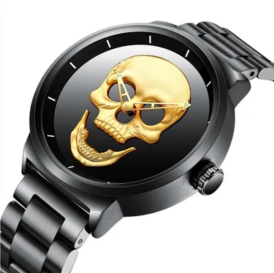Men's steel band skull waterproof quartz watch