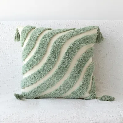 Hand-woven Craft Tufted Colorful Red Pillowcase