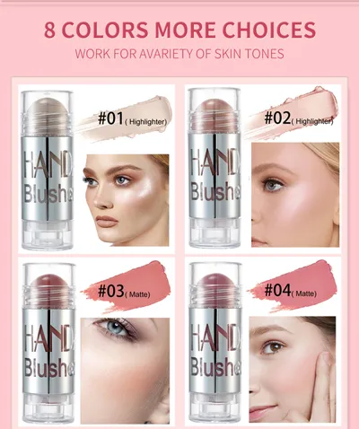 Cheek Blusher Shimmer Blush Stick Face Makeup Highlighter Bronzer Contour Cream Long-lasting Facial Make Up Cosmetics