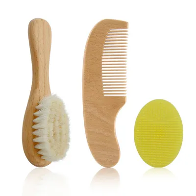 Baby Wool Brush Set, Baby Shower, Scrubbing Brush, Shower Comb