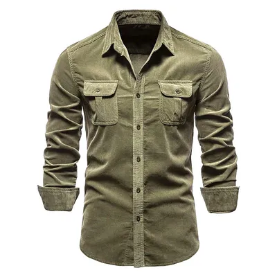 Japanese Corduroy Men's Business Slim Casual Shirt